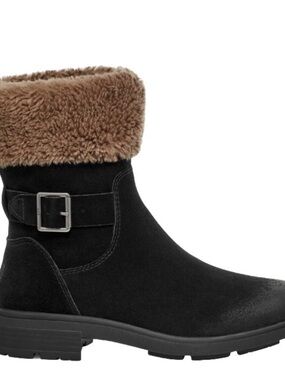 Women’s Black Faux-Fur Cuff Ankle Boots